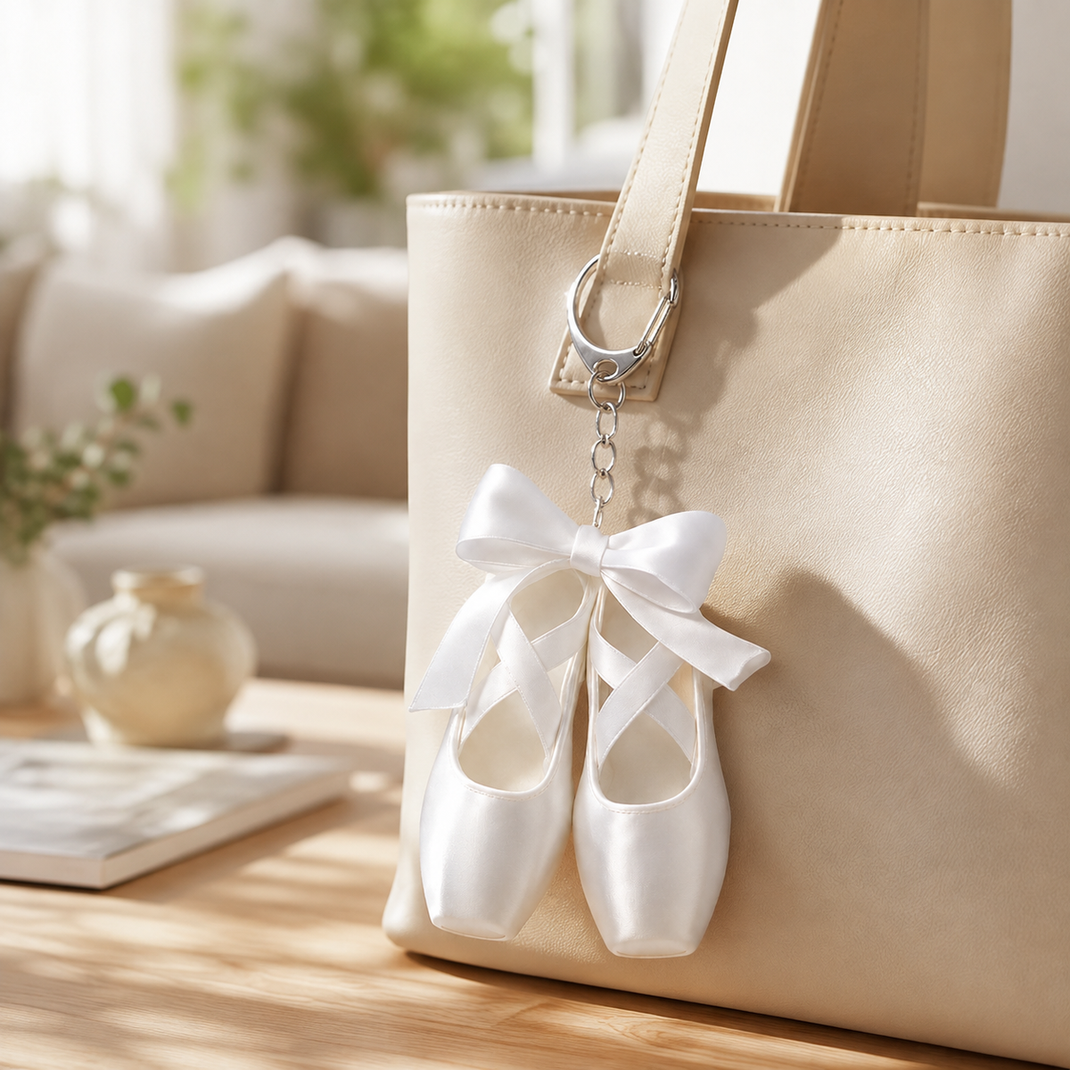 Satin Ballet Shoe Bag Charm