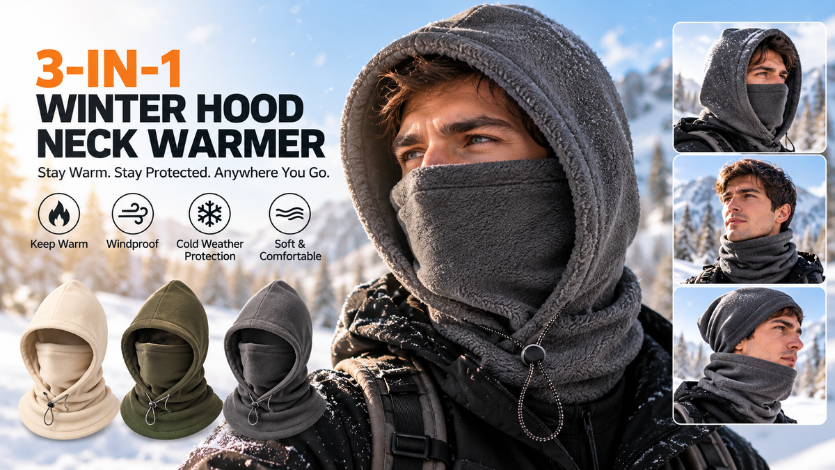 3-in-1 Winter Hood Neck Warmer – Windproof Face & Neck Protection