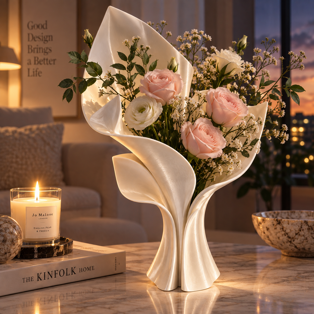 Silk White Sculptural Vase