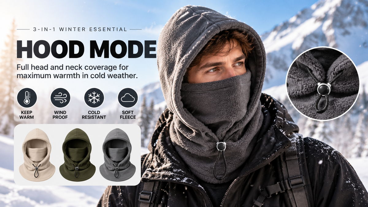 3-in-1 Winter Hood Neck Warmer – Windproof Face & Neck Protection