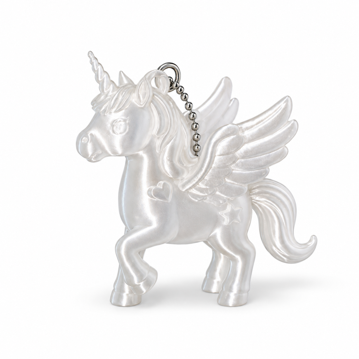 Satin Pearl White Unicorn Horse Keychain Charm