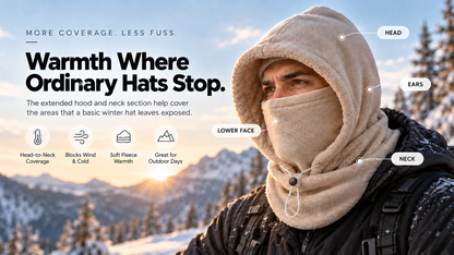 3-in-1 Winter Hood Neck Warmer – Windproof Face & Neck Protection