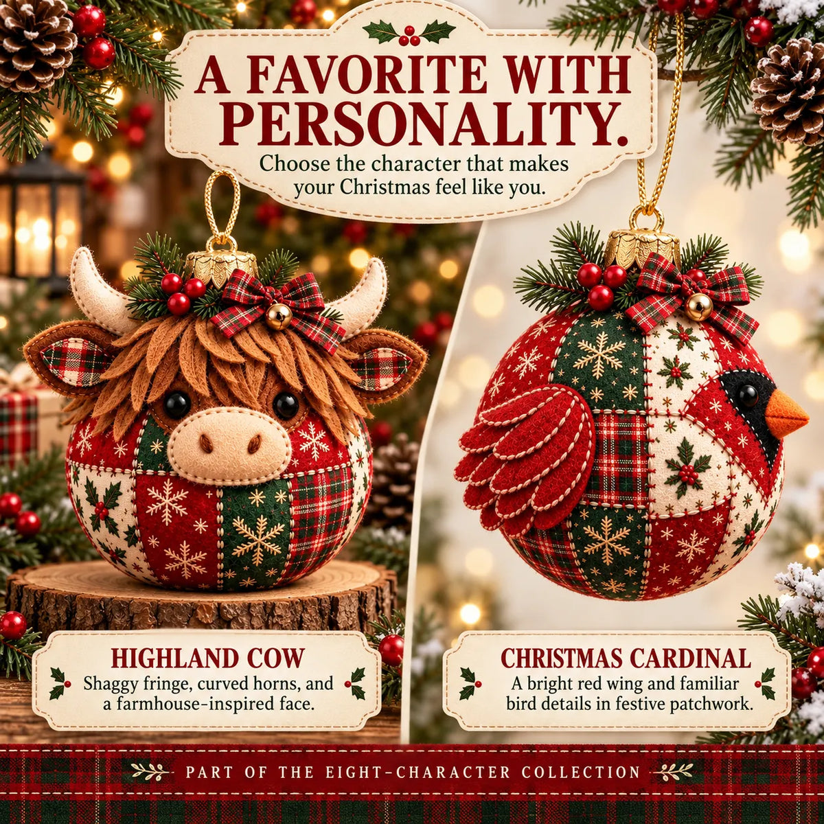 🎄Cozy Patchwork Christmas Ornament Collection-✨Relaxing DIY Craft to Create Stunning Christmas Artwork