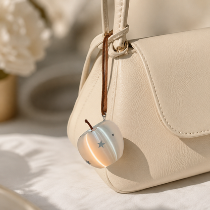 Silver Apple Bag Charm Keychain
