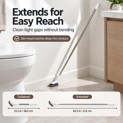 Telescopic Crevice Cleaning Brush Long-Handle Deep Cleaner for Tight Gaps, Corners & Bathroom Edges
