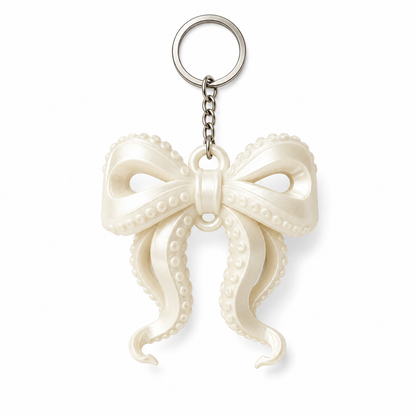 Luxury White Octopus Bow Bag Charm