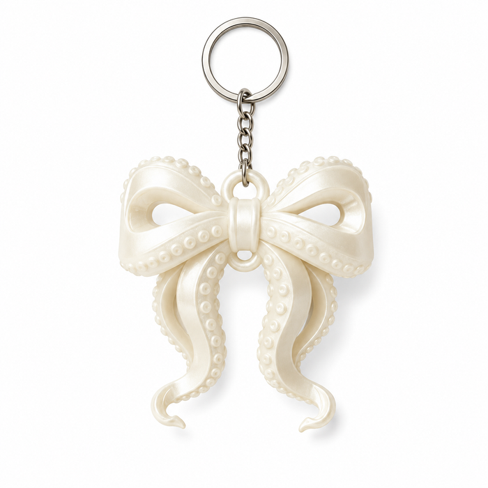 Luxury White Octopus Bow Bag Charm