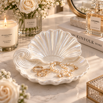 White Shell Jewelry Holder Tray