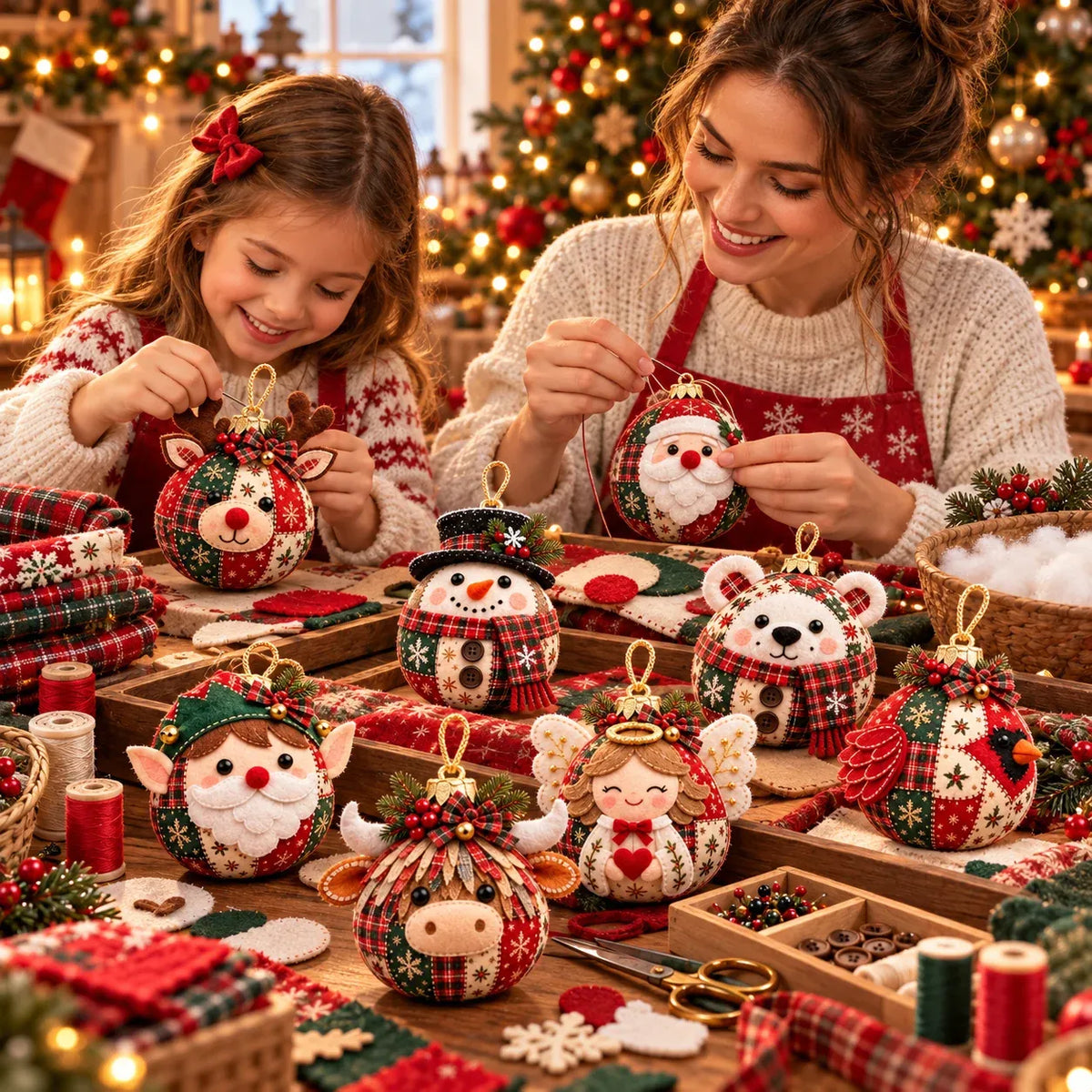 🎄Cozy Patchwork Christmas Ornament Collection-✨Relaxing DIY Craft to Create Stunning Christmas Artwork