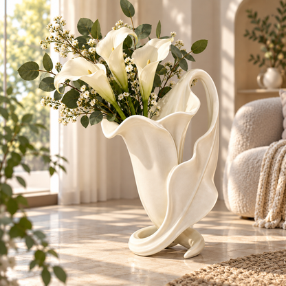 Organic White Sculptural Vase
