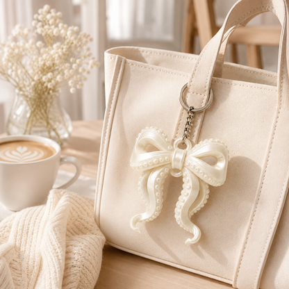 Luxury White Octopus Bow Bag Charm