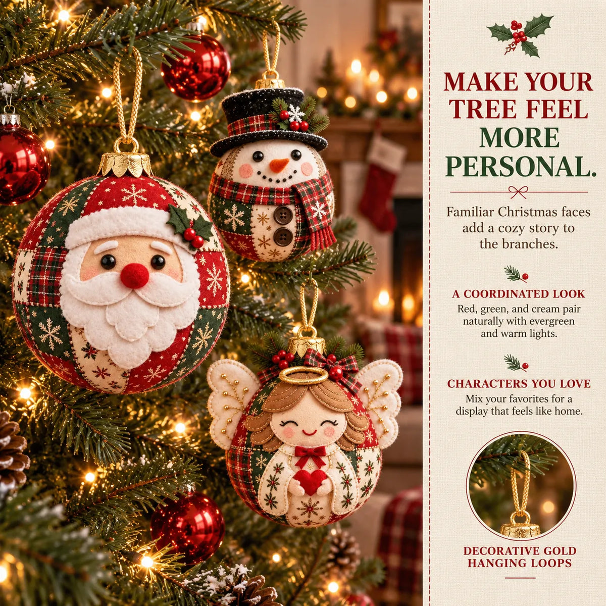 🎄Cozy Patchwork Christmas Ornament Collection-✨Relaxing DIY Craft to Create Stunning Christmas Artwork