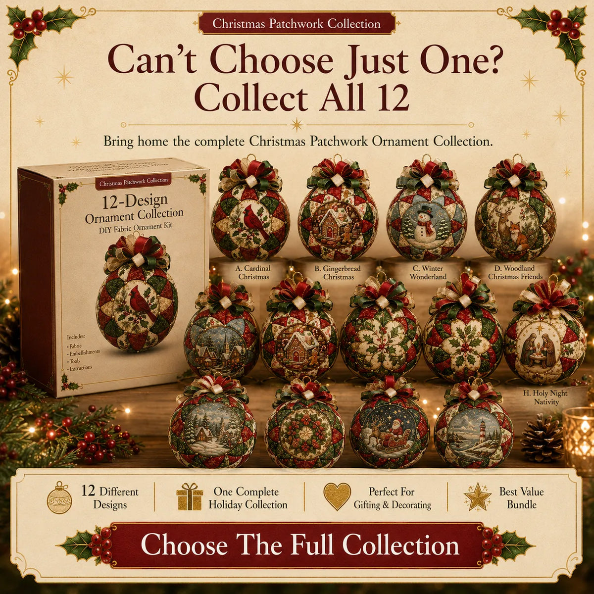 🔥Last Day BUY 3 GET 1 FREE⏳ Last Day 50% OFF – DIY Christmas Patchwork Ornament Kit
