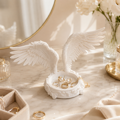White Angel Wings Jewelry Holder Tray
