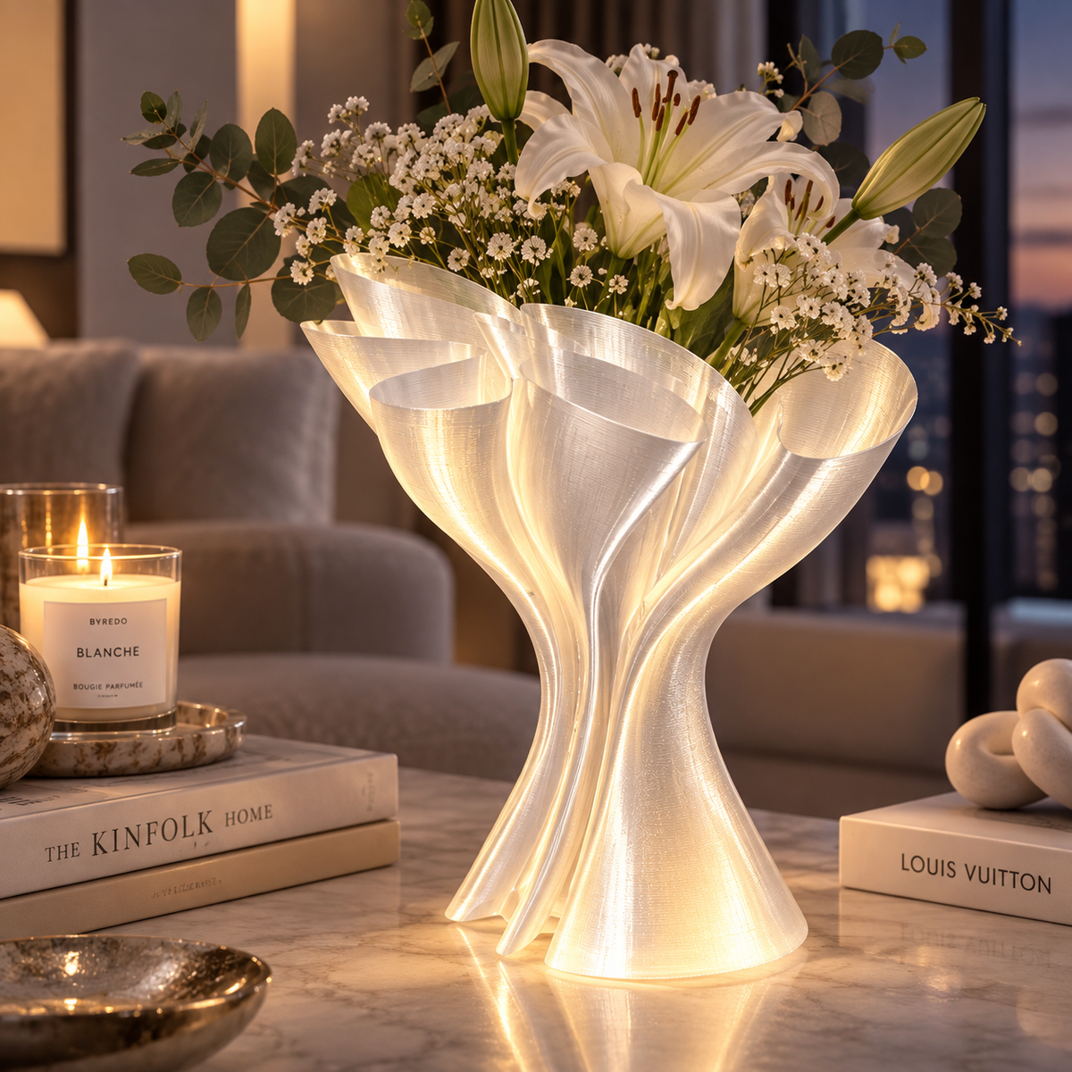 Clear White Sculptural Vase
