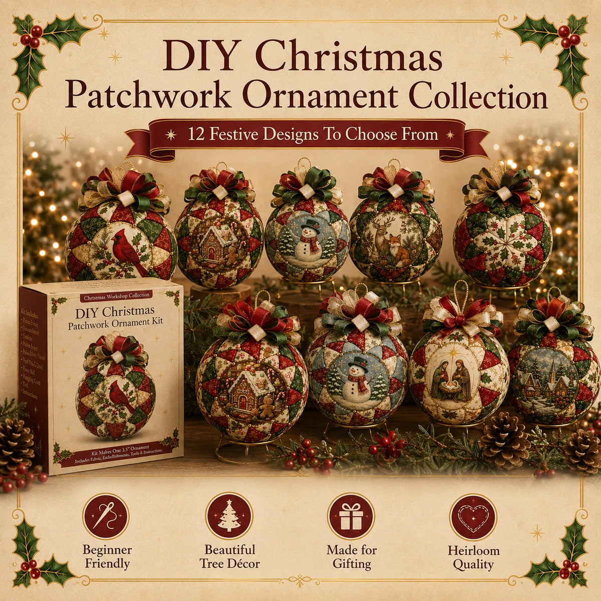 🔥Last Day BUY 3 GET 1 FREE⏳ Last Day 50% OFF – DIY Christmas Patchwork Ornament Kit