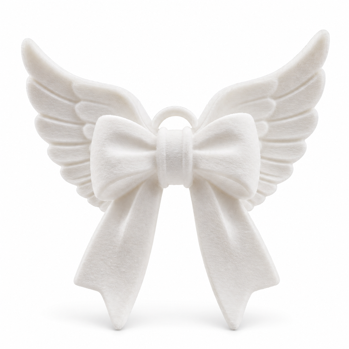 Warm White Angel Wing Bow Keychain Bag Charm