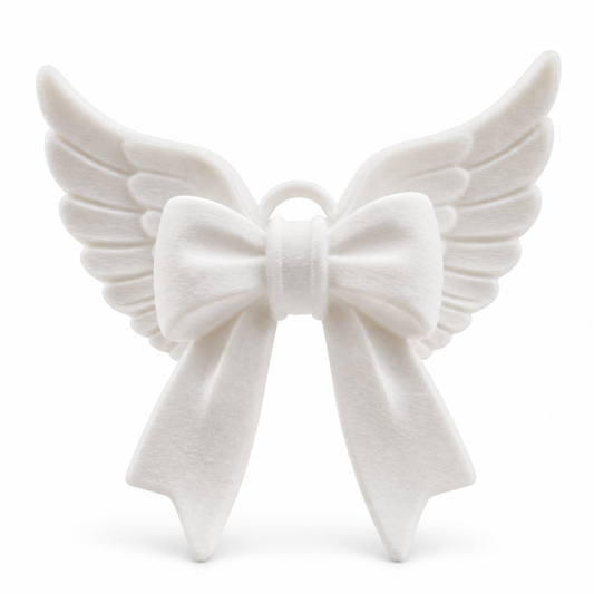 Warm White Angel Wing Bow Keychain Bag Charm