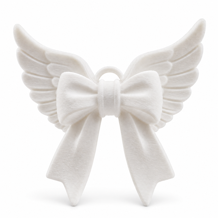 Warm White Angel Wing Bow Keychain Bag Charm