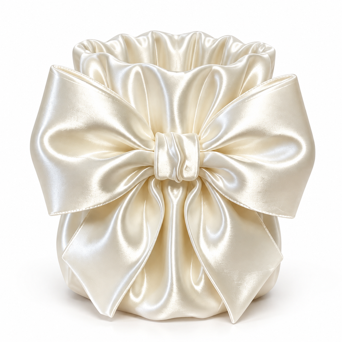 Pearl White Satin Bow Organizer Box