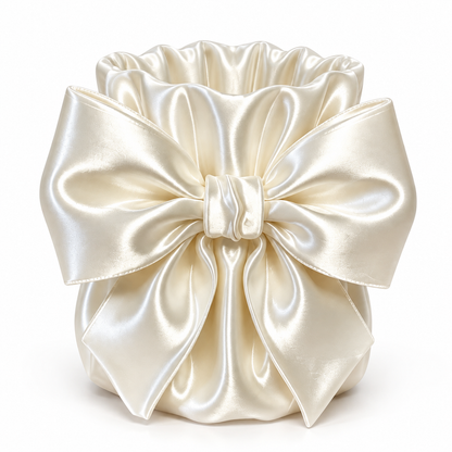 Pearl White Satin Bow Organizer Box