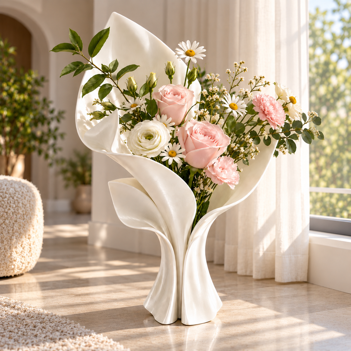 Silk White Sculptural Vase